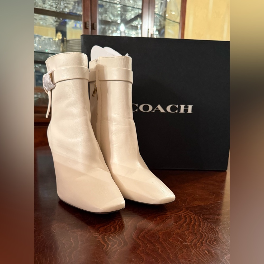 Coach Women's Ivory Ankle Booties